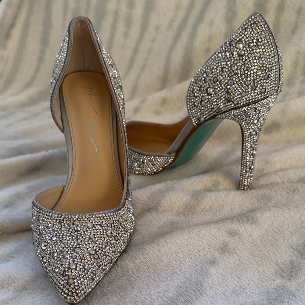 Betsey Johnson Sparkling Silver Heels